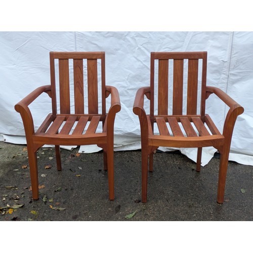 104 - A Pair Of High Quality Teak Chairs And A Pine Conservatory Table