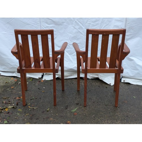 104 - A Pair Of High Quality Teak Chairs And A Pine Conservatory Table