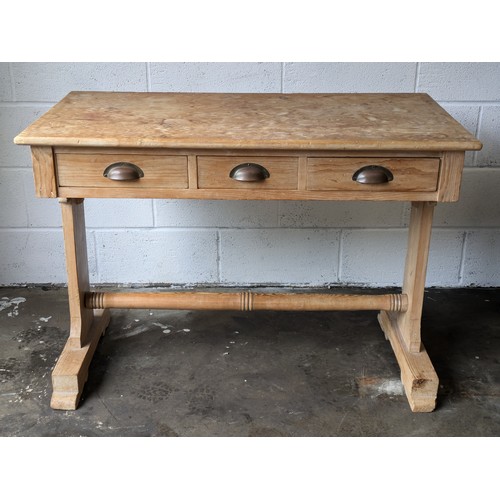 106 - A Pine 3 Drawer Rustic Table