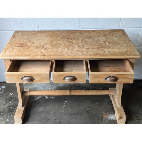 106 - A Pine 3 Drawer Rustic Table