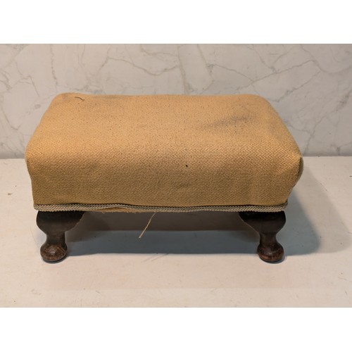 97 - a small antique foot stool - recently reupholstered