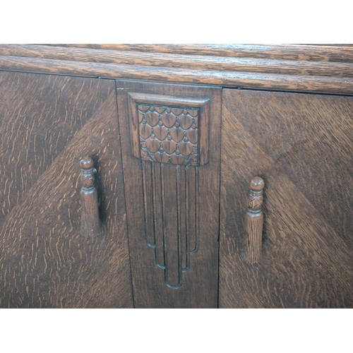 113 - Vintage Oak Sideboard Cabinet With Inside Storage Compartments