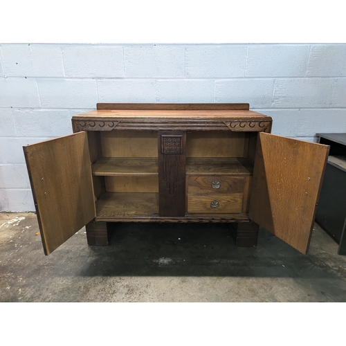 113 - Vintage Oak Sideboard Cabinet With Inside Storage Compartments