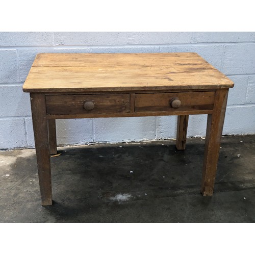 111 - A Vintage Pine Coffee Table With 2 Drawers