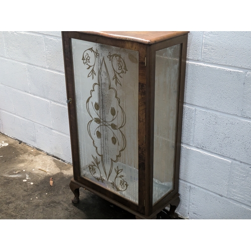 114 - A Vintage Wood Glass Display Cabinet