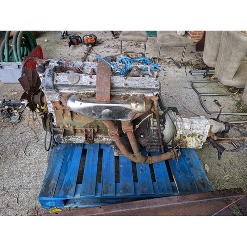 79 - A 1960s Jaguar Engine With Gearbox, Ancillaries & HD8 Twin Carburetors