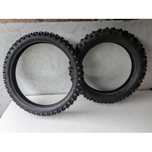 80 - A pair dirt bike off roading wheels -  Michelin enduro medium 140/80/18 and Metzeler extreme 90/90/2... 