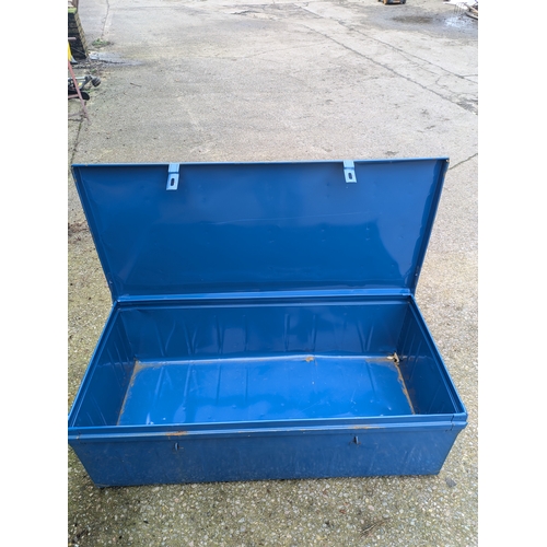 86 - A Large Blue Metal Storage Trunk