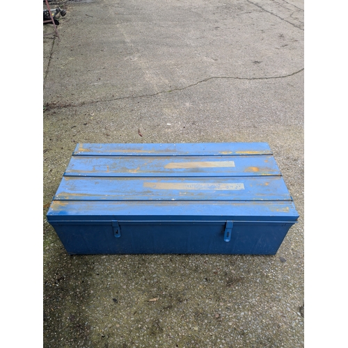 86 - A Large Blue Metal Storage Trunk