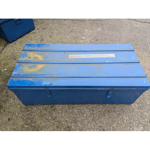 87 - A Large Blue Metal Storage Trunk