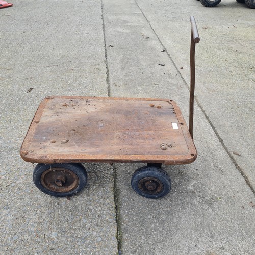 45 - A Vintage Pull Along Cart With Rubber Wheels