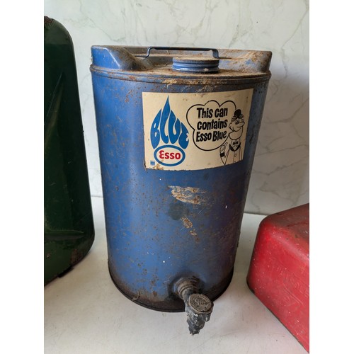 33 - A Selection Of 3 Petrol Cans Including Esso Blue