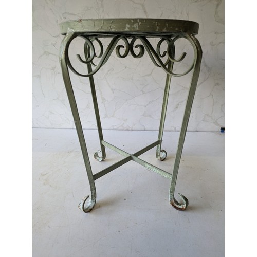 52 - A Small Green Metal Framed Outdoor Table