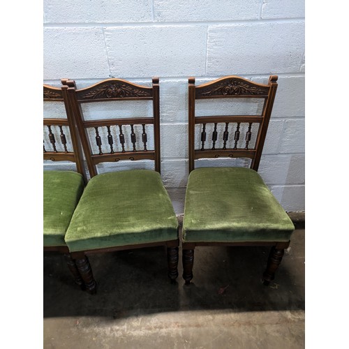 155 - A Set Of 4 Upholstered Dining Chairs With A Label Of Edwin Jones & Co Ltd