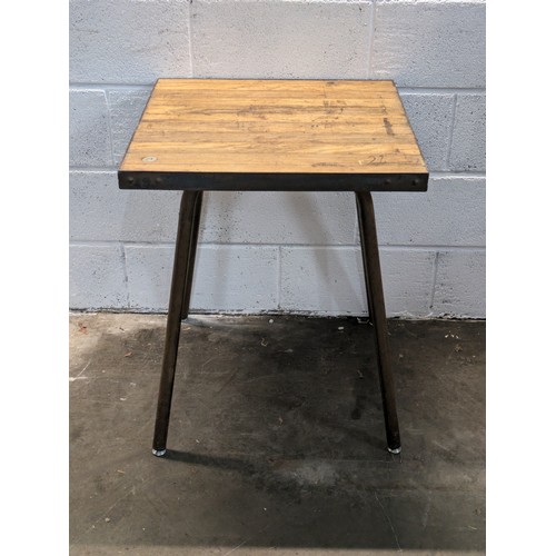 158 - A Wood Topped Metal Framed Restaurant Table