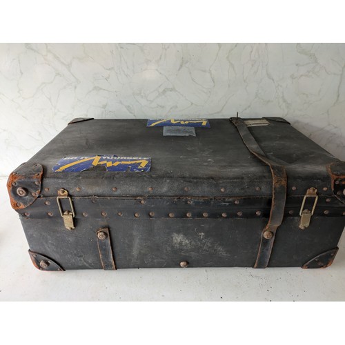 222 - A Vintage Leather Travel Chest