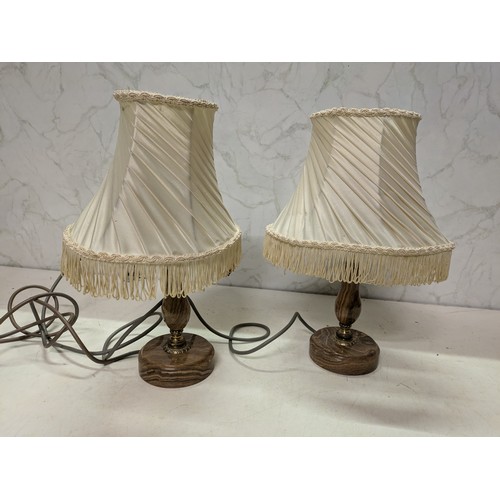 559 - A Pair Of Stone Based Bedside Table Lamps