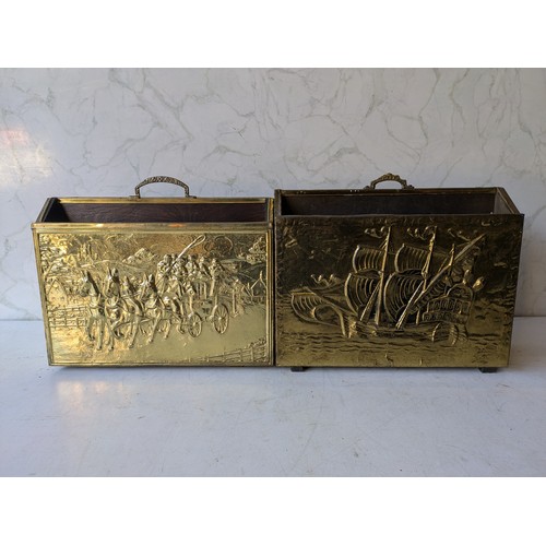 571 - A Pair Of Brass Magazine Holders