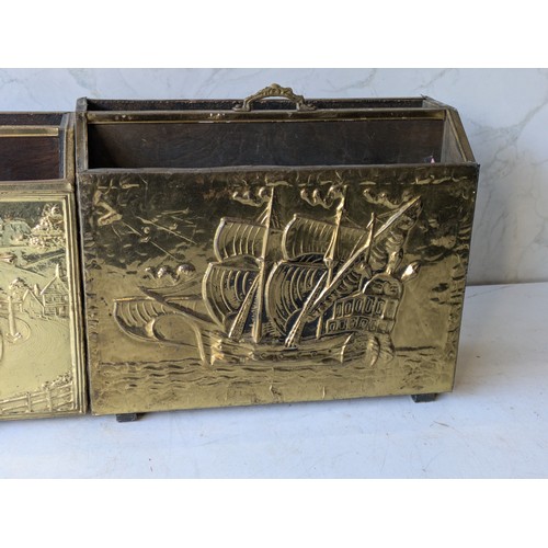 571 - A Pair Of Brass Magazine Holders