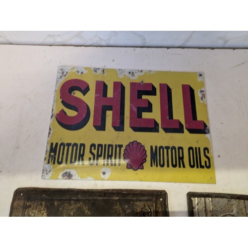 417 - a selection of 3 motor oil signs including Shell and Esso