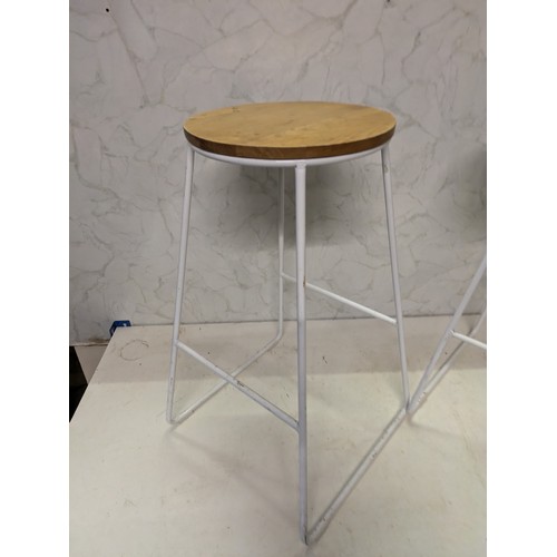 112 - pair of metal metal framed wood based stools