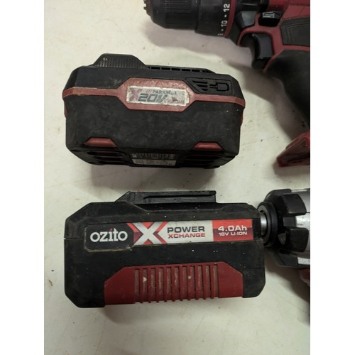 622 - a selection of ozito Cordless tools including angle grinder and impact driver with 3 batteries