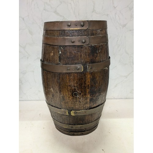 180 - antique Oak barrel with brass straps