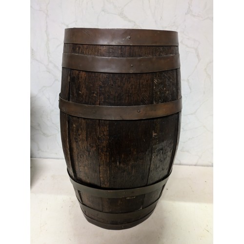 180 - antique Oak barrel with brass straps