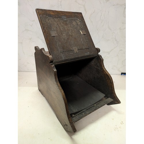 190 - antique wood fire scuttle