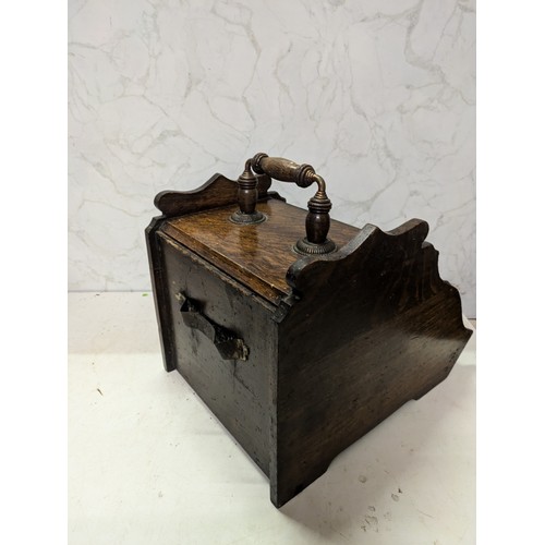 190 - antique wood fire scuttle