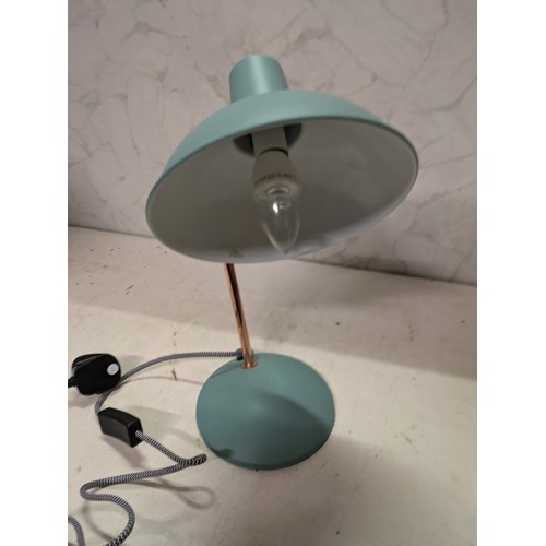 251 - blue desk lamp with rose gold accents