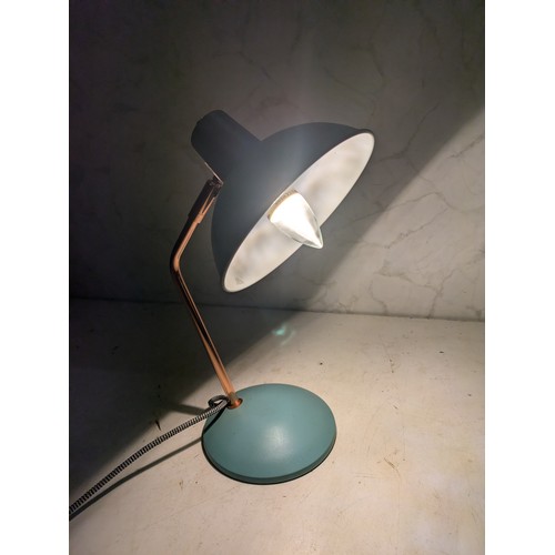 251 - blue desk lamp with rose gold accents