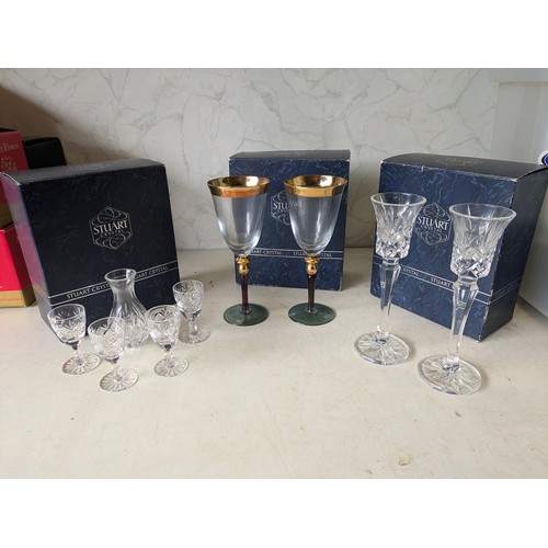 458 - a set of 3 Stuart crystal cascade wine glasses