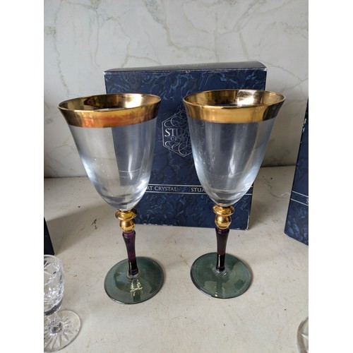 458 - a set of 3 Stuart crystal cascade wine glasses