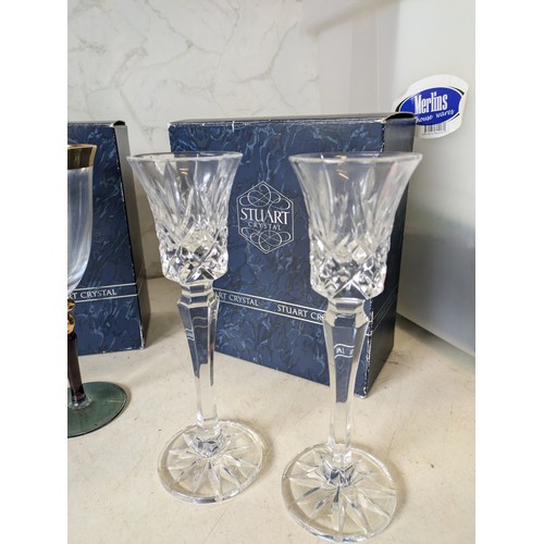 458 - a set of 3 Stuart crystal cascade wine glasses