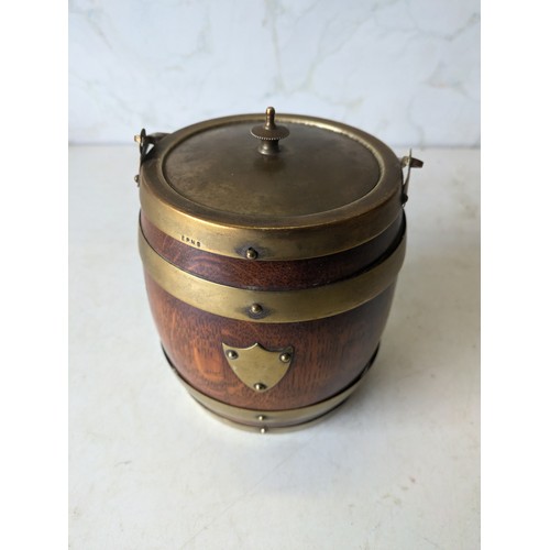 444 - vintage ice barrel with brass straps