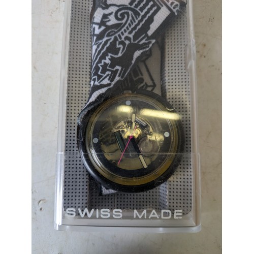 452 - a pop swatch swiss made pop out watch in original box