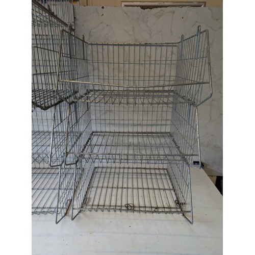 127 - a selection of 7 metal mesh shelving baskets