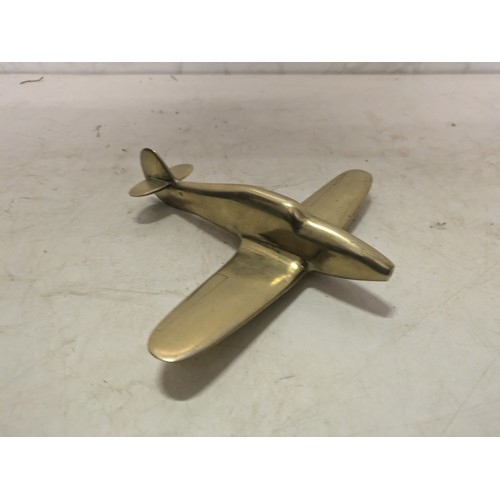 519 - a heavy solid brass aeroplane sculpture