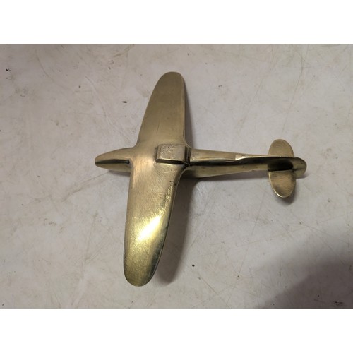 519 - a heavy solid brass aeroplane sculpture