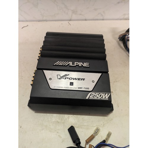 296 - alpine car audio system including v power mrp-t222 250w amplifier, mrp- 250w amp and ida -x001 head ... 