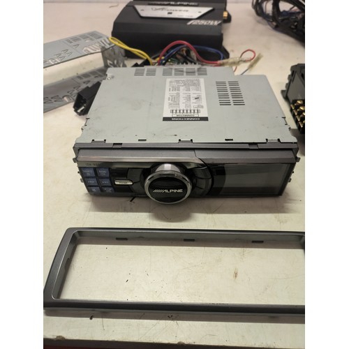 296 - alpine car audio system including v power mrp-t222 250w amplifier, mrp- 250w amp and ida -x001 head ... 