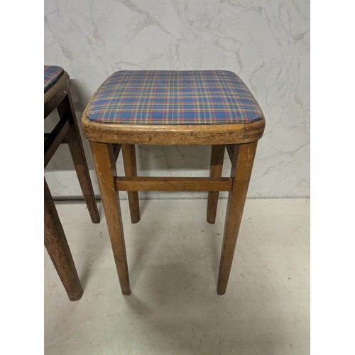 109 - a pair of vintage stools with tartan seat bases