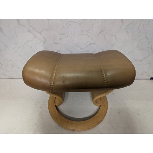 138 - a brown leather ekornes Norwegian foot stool