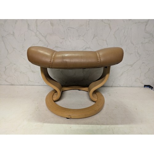 138 - a brown leather ekornes Norwegian foot stool