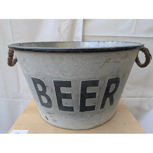 379 - a metal beer bucket cooler