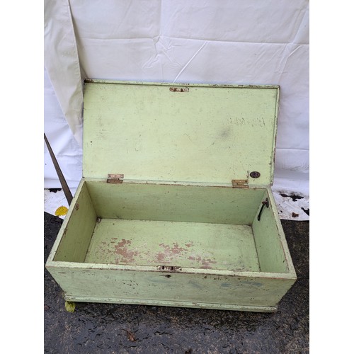 98 - vintage green painted Pine box