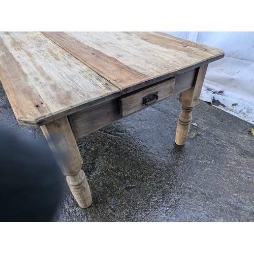 147 - a vintage pine table with drawer