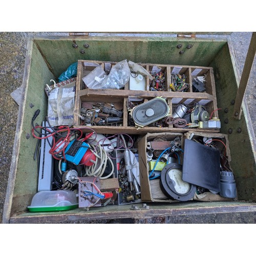 310 - a crate of various vintage radio parts