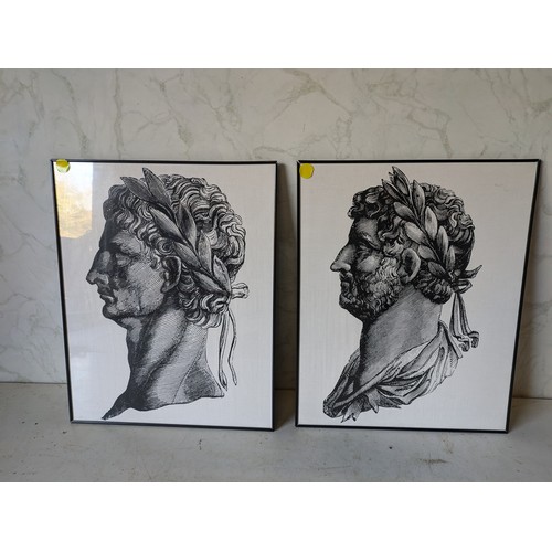 541 - Portraits of emperors Hdrian and Claudius screenprint on textile pictures